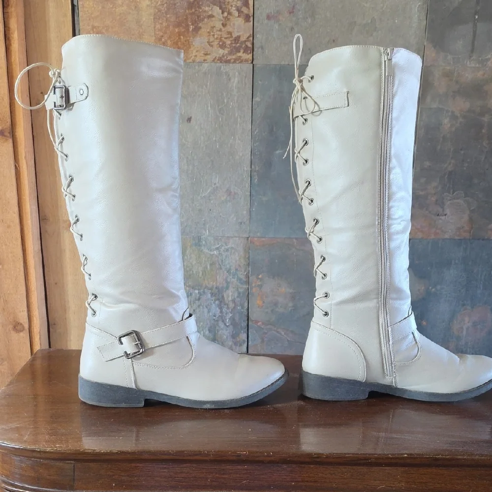 Wanted Cream Over the Knee Boots - Picture 4 of 9